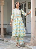 Janasya Light Cotton Abstract A-Line Kurta Set | Grocsy