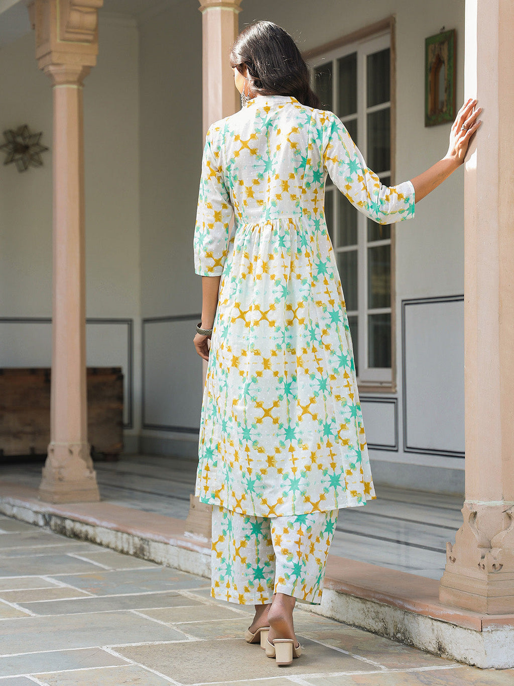 Janasya Light Cotton Abstract A-Line Kurta Set | Grocsy