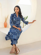 Janasya Dark Cotton Ethnic Motifs Straight Kurta Set | Grocsy