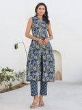 Janasya Dark Cotton Floral A-Line Kurta Set | Grocsy