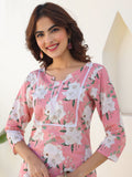 Janasya Light Cotton Floral Straight Kurta Set | Grocsy