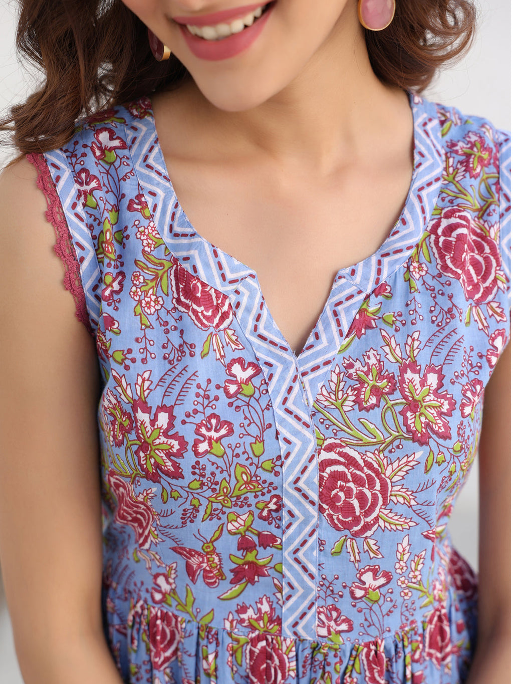 Janasya Dark Cotton Floral A-Line Kurta Set | Grocsy