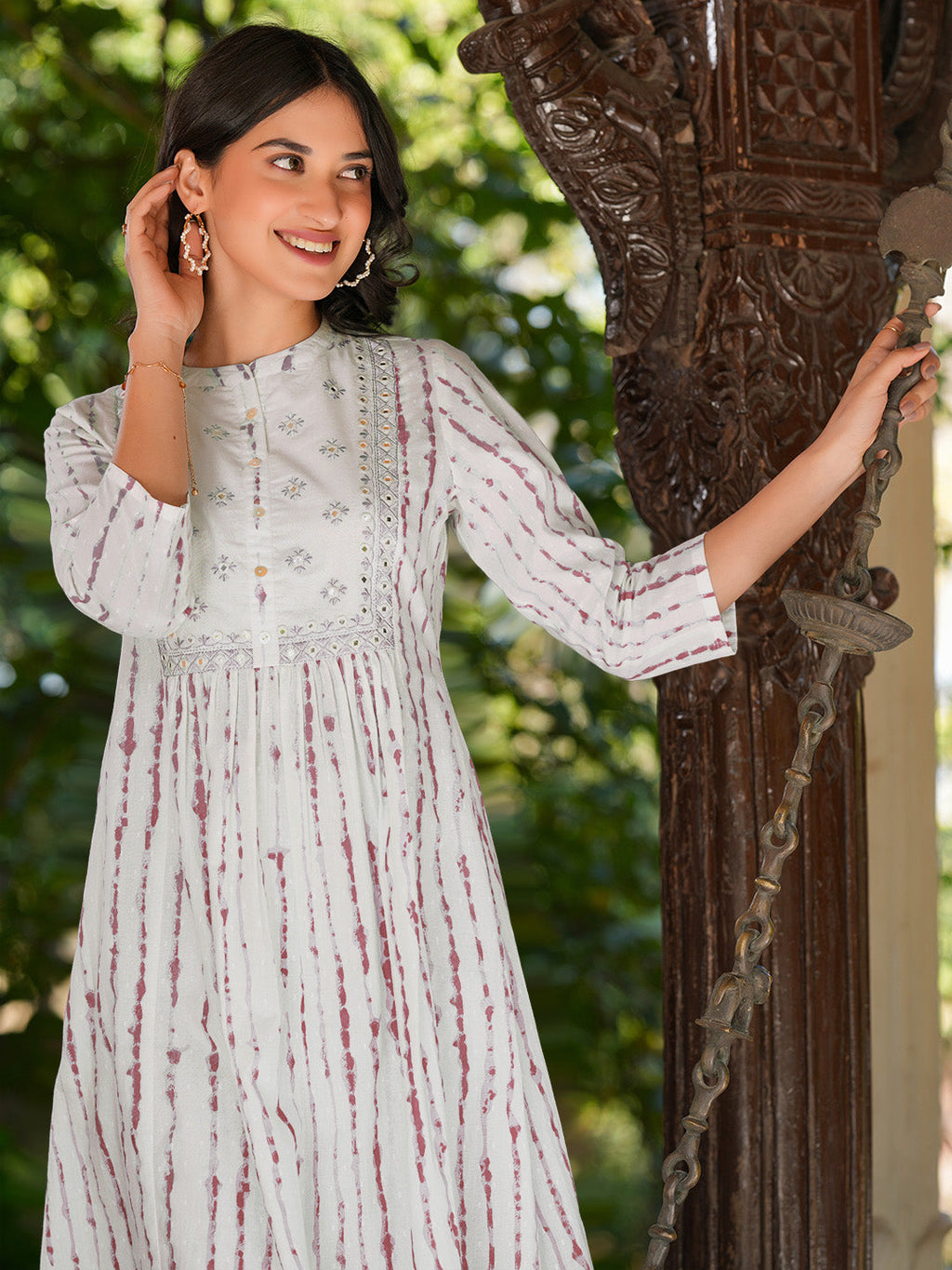 Janasya Light Cotton Tie & dye A-Line Kurta Set | Grocsy