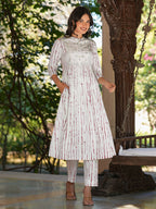 Janasya Light Cotton Tie & dye A-Line Kurta Set | Grocsy
