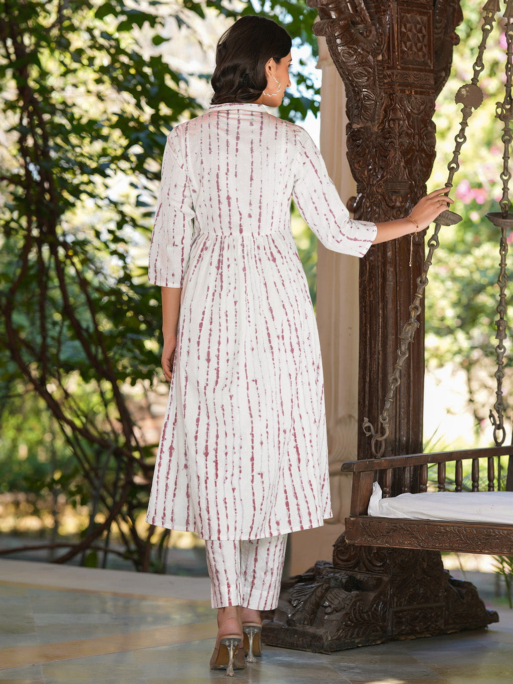 Janasya Light Cotton Tie & dye A-Line Kurta Set | Grocsy