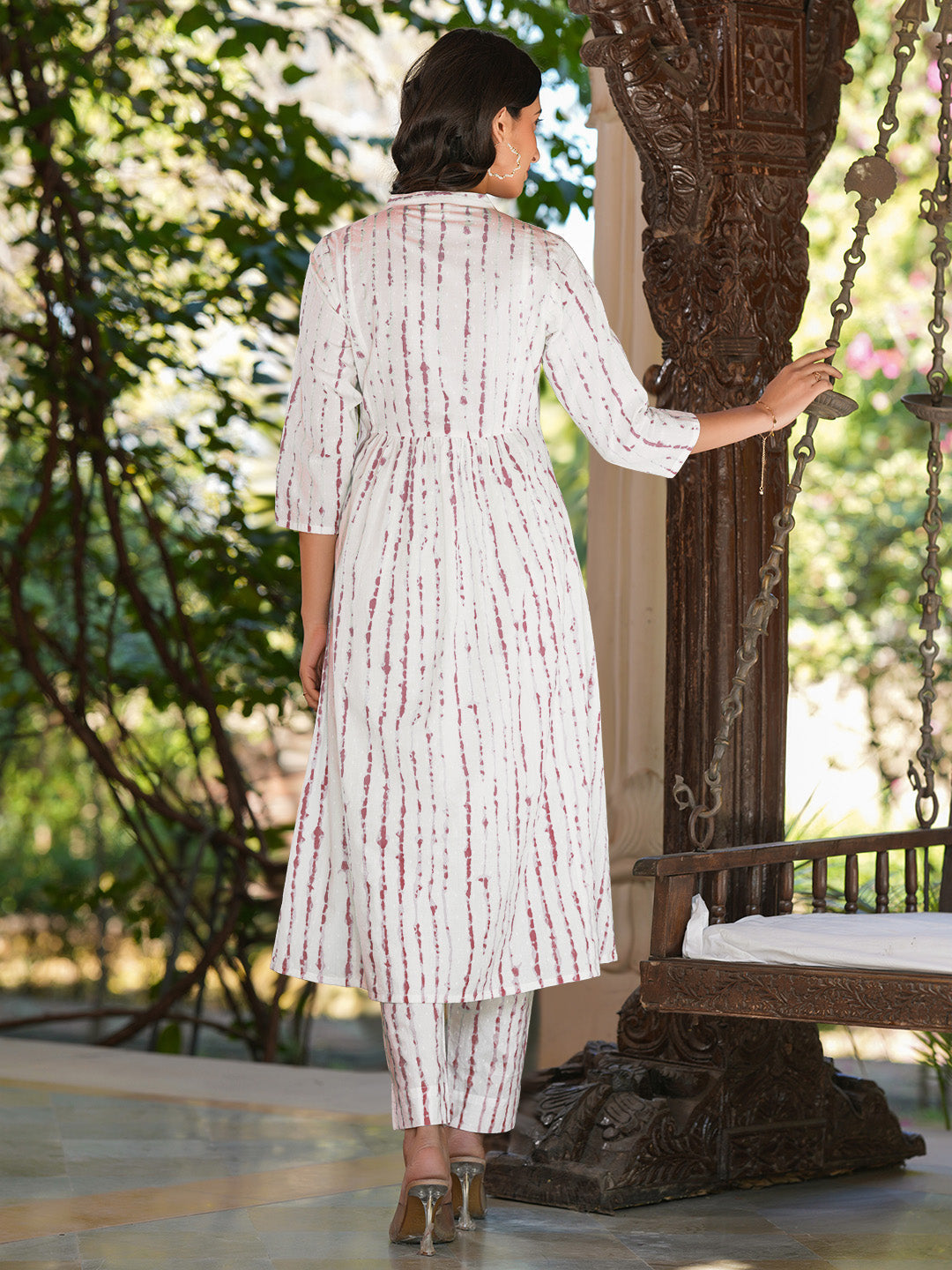 Janasya Light Cotton Tie & dye A-Line Kurta Set | Grocsy
