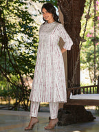 Janasya Light Cotton Tie & dye A-Line Kurta Set | Grocsy
