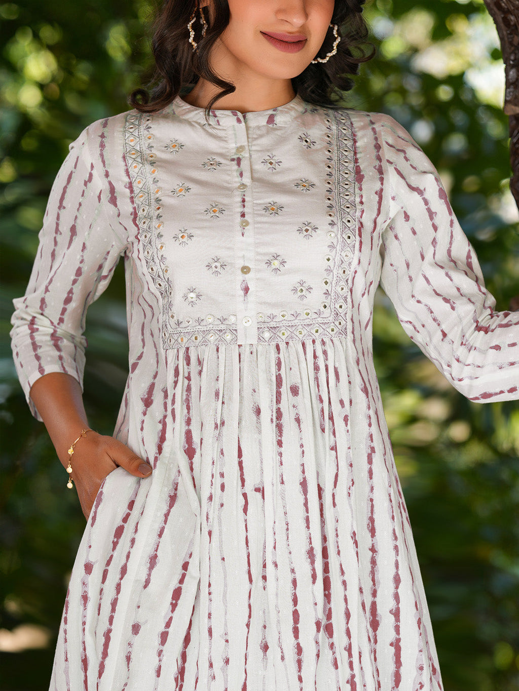 Janasya Light Cotton Tie & dye A-Line Kurta Set | Grocsy