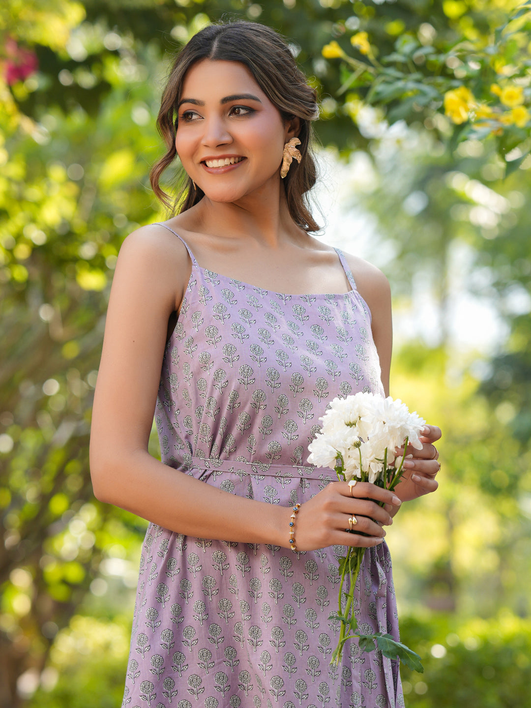Janasya Light Cotton Floral A-Line Kurta | Grocsy