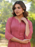 Janasya Light Dobby Chiffon Self Design A-Line Kurta | Grocsy