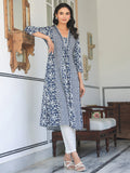 Janasya Dark Cotton Yoke Embroidery A-Line Kurta | Grocsy