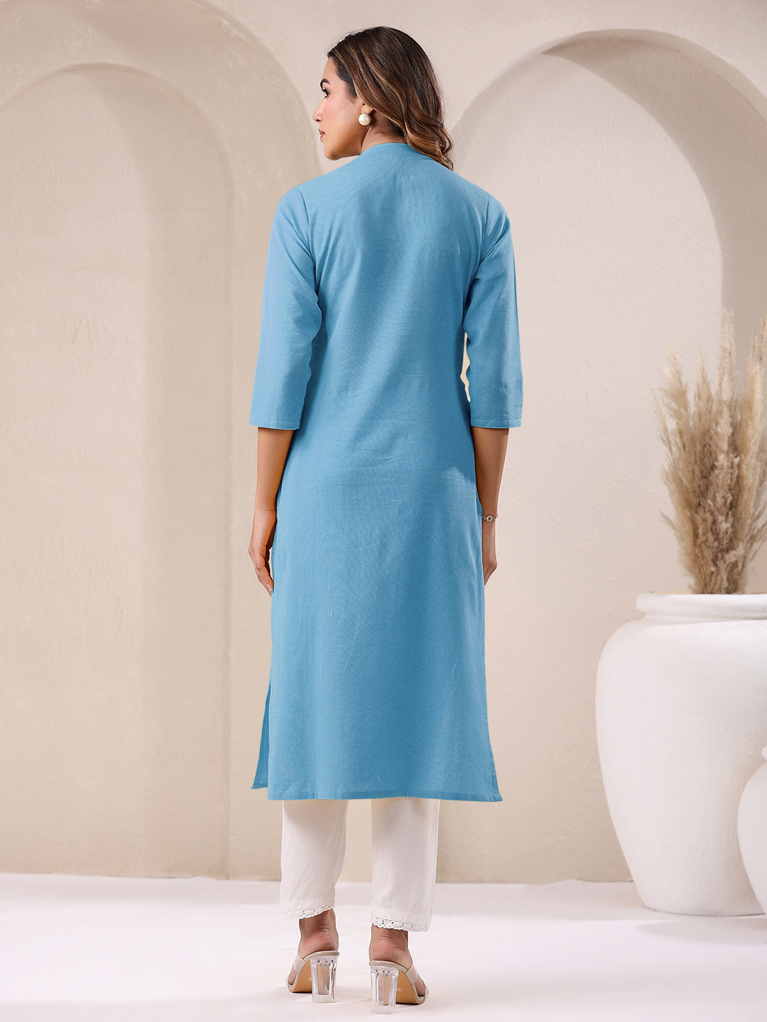 Janasya Light Cotton Solid Straight Kurta | Grocsy
