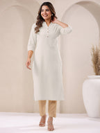 Janasya Light Cotton Solid Straight Kurta | Grocsy
