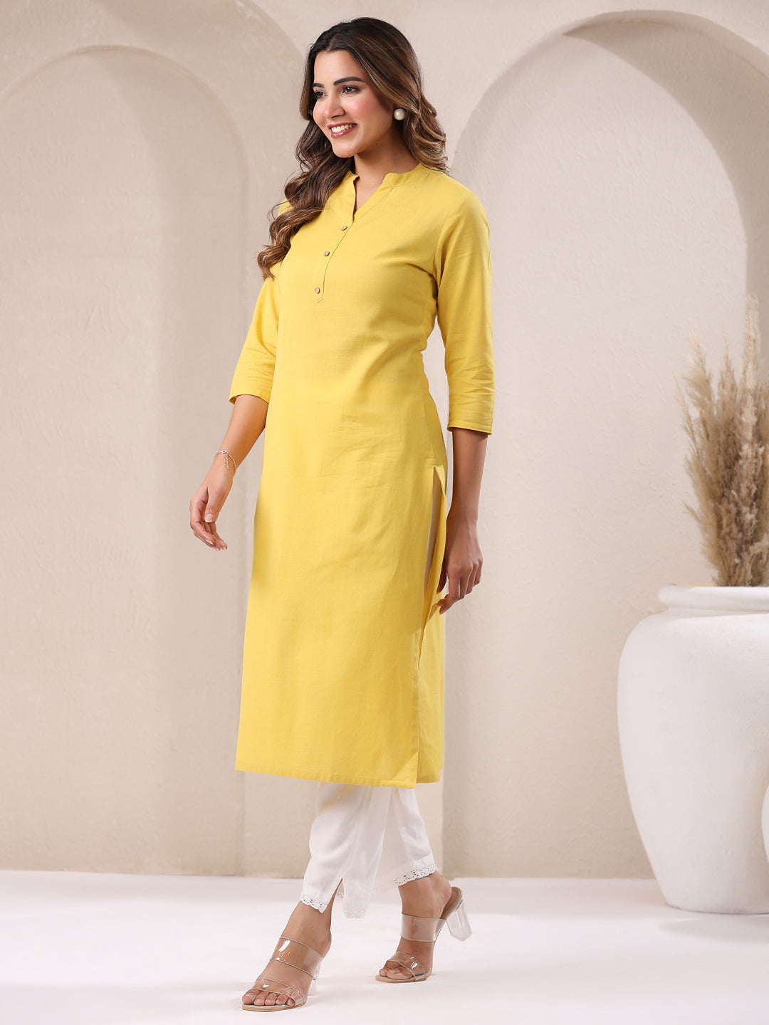 Janasya Light Cotton Solid Straight Kurta | Grocsy