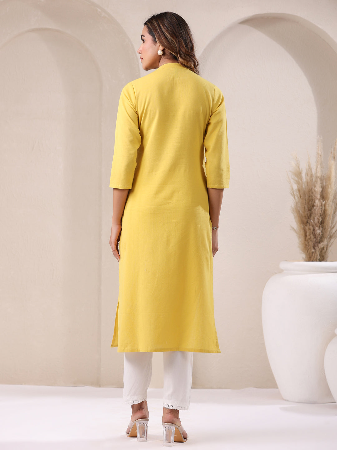 Janasya Light Cotton Solid Straight Kurta | Grocsy