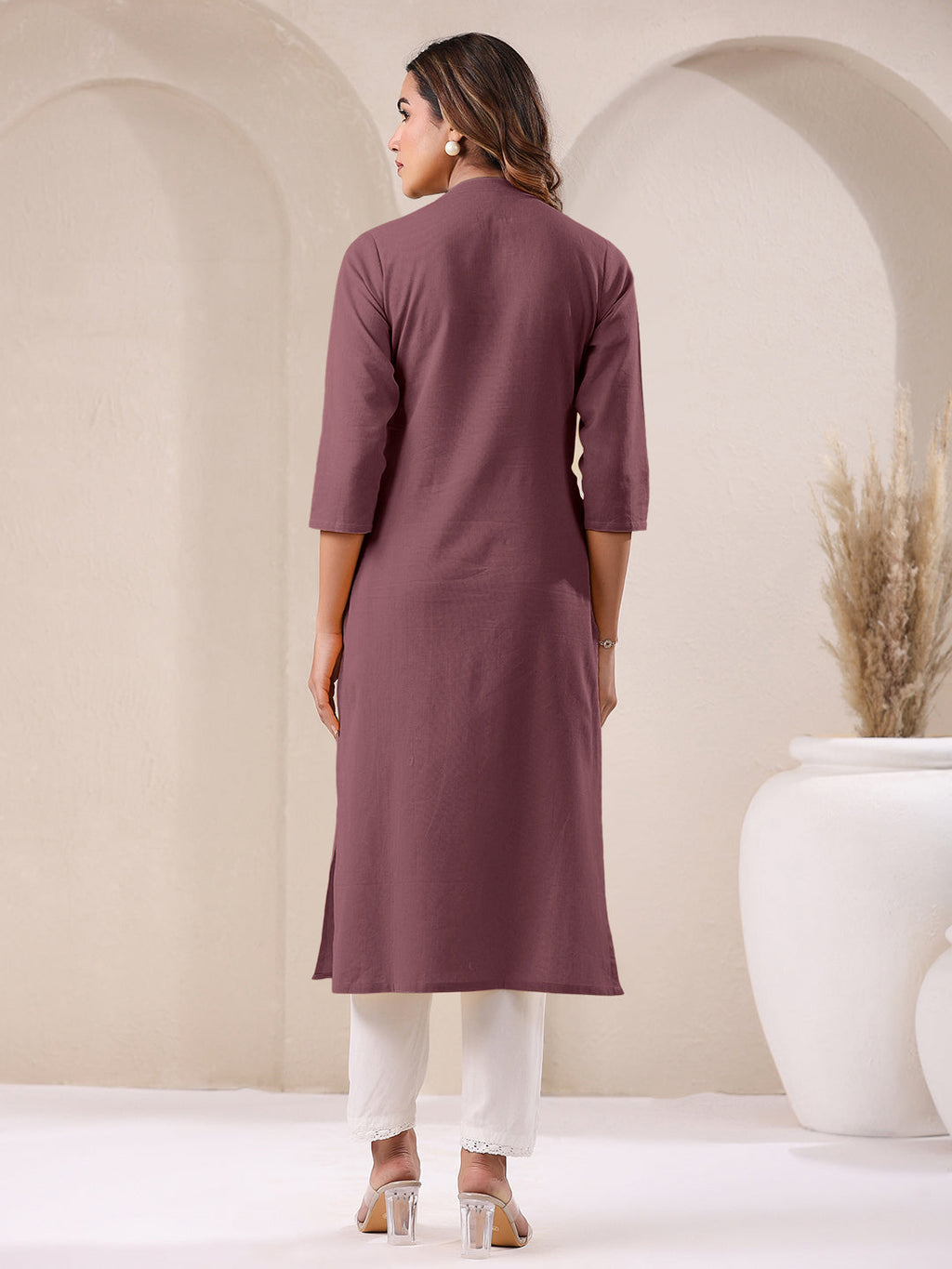 Janasya Light Cotton Solid Straight Kurta | Grocsy