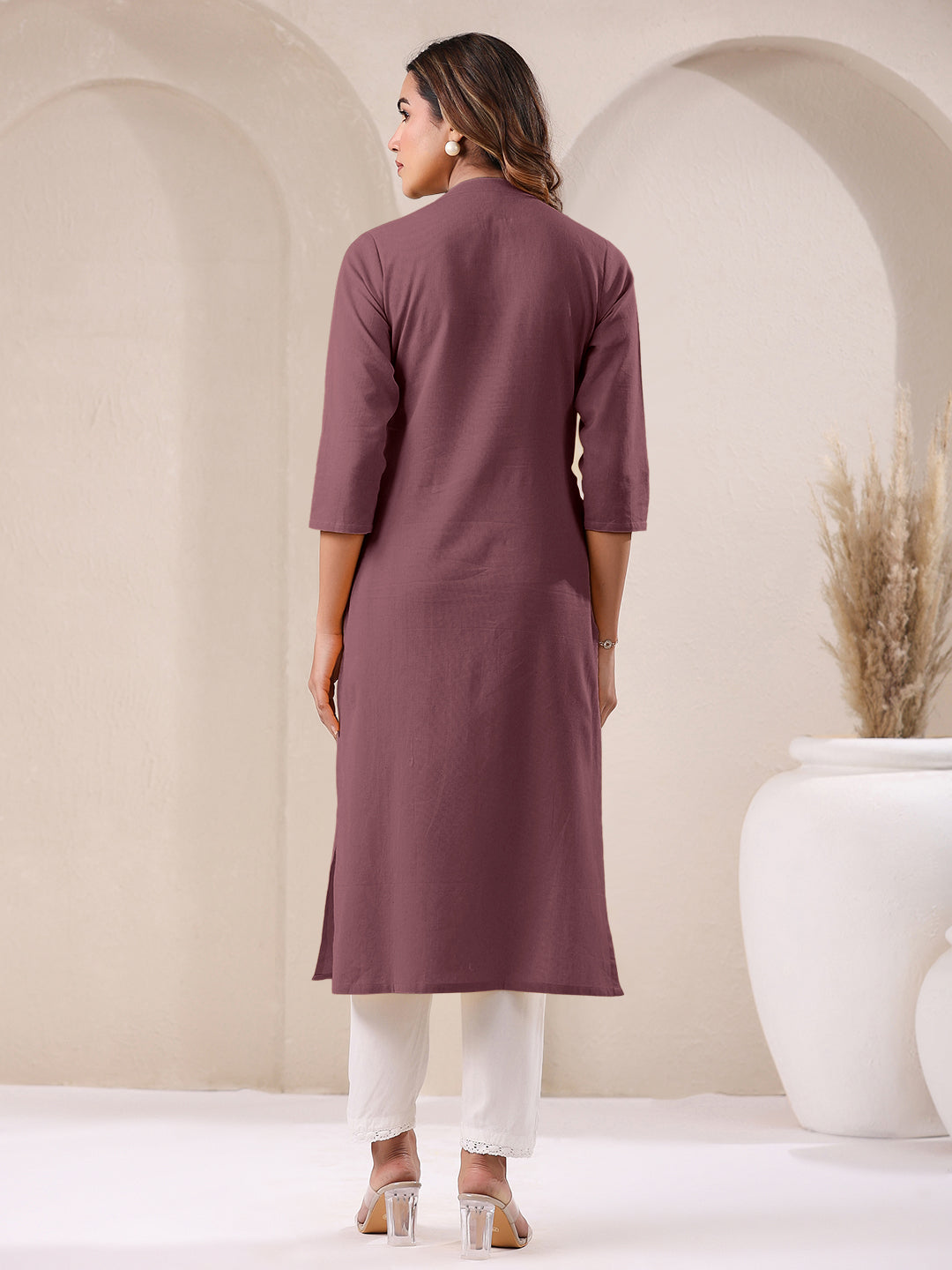 Janasya Light Cotton Solid Straight Kurta | Grocsy