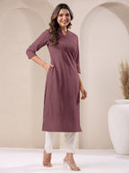 Janasya Light Cotton Solid Straight Kurta | Grocsy