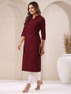 Janasya Light Cotton Solid Straight Kurta | Grocsy