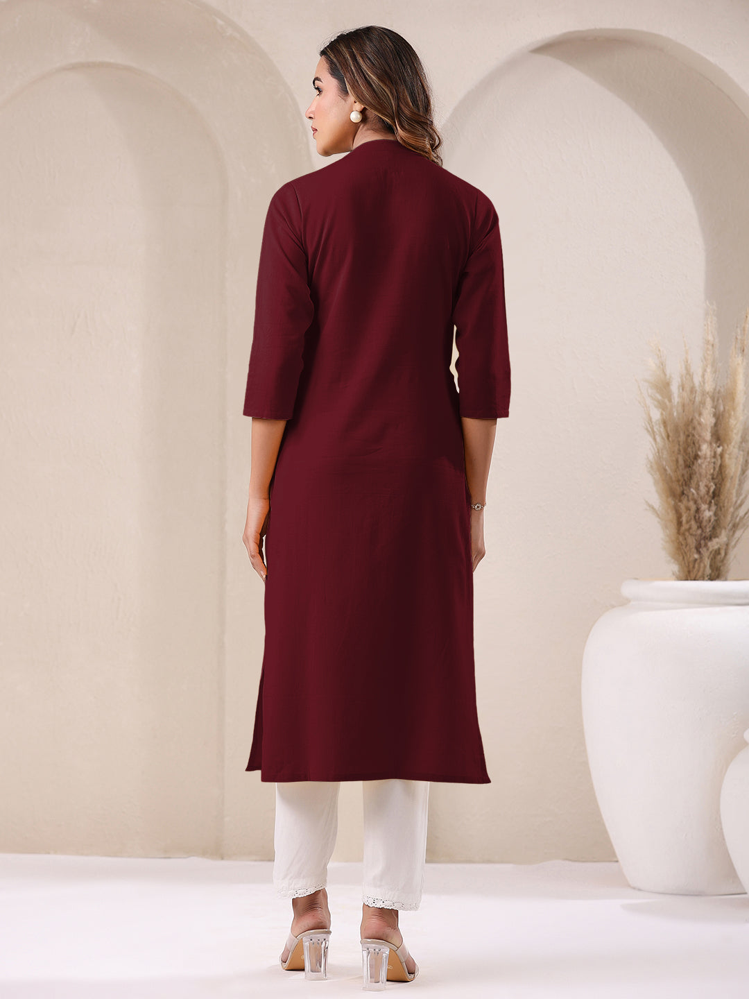 Janasya Light Cotton Solid Straight Kurta | Grocsy