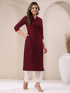 Janasya Light Cotton Solid Straight Kurta | Grocsy