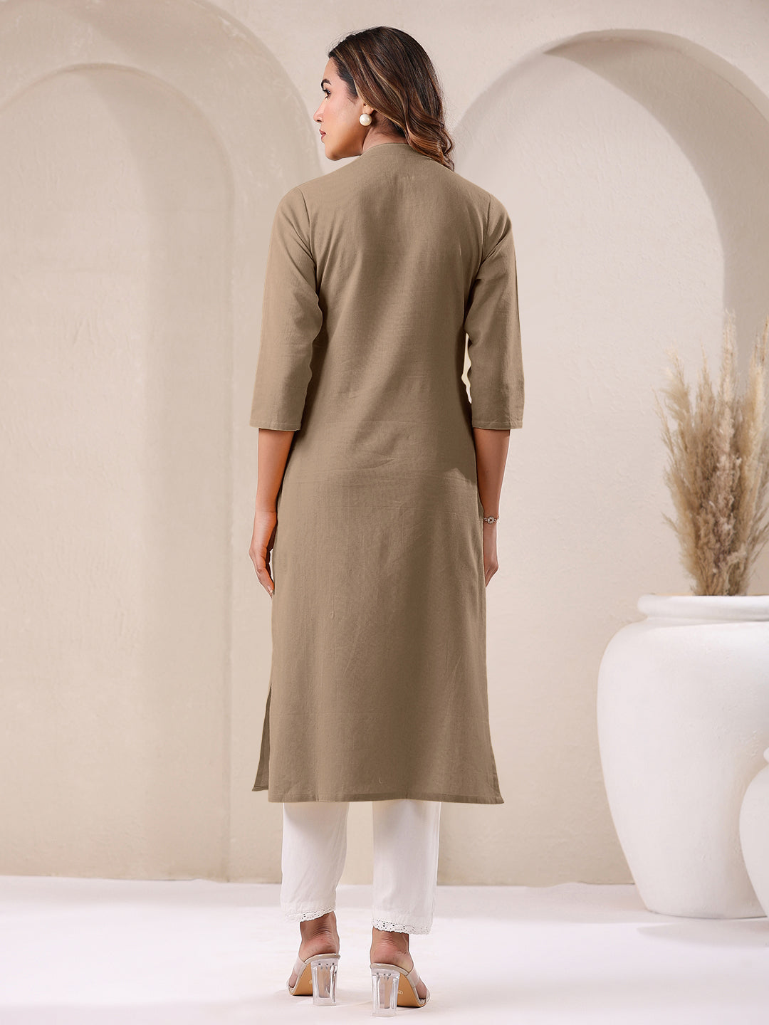 Janasya Light Cotton Solid Straight Kurta | Grocsy