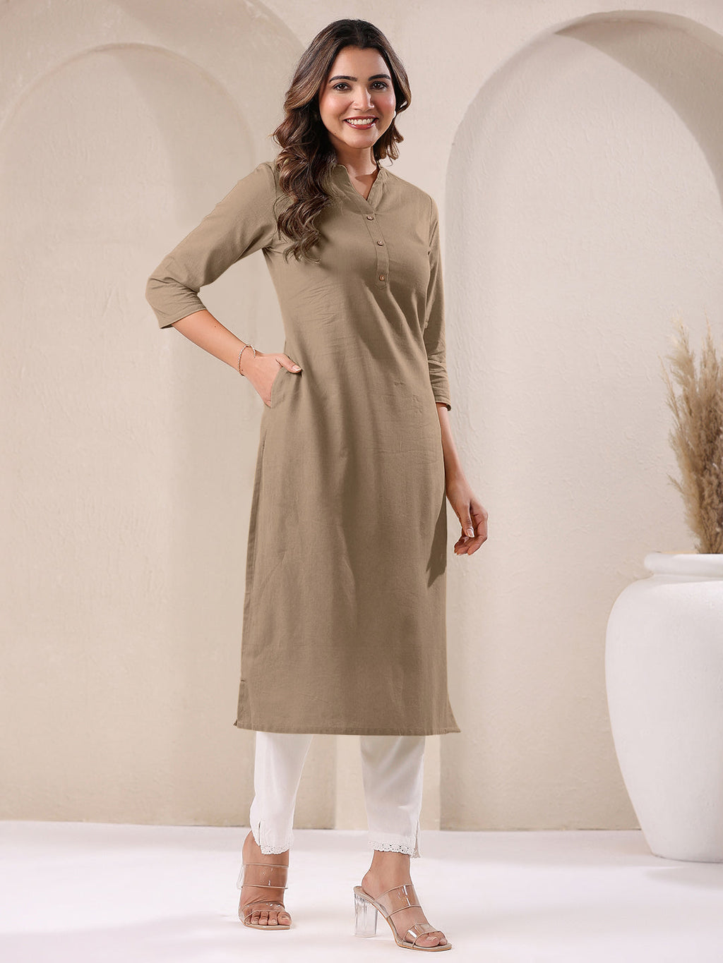 Janasya Light Cotton Solid Straight Kurta | Grocsy