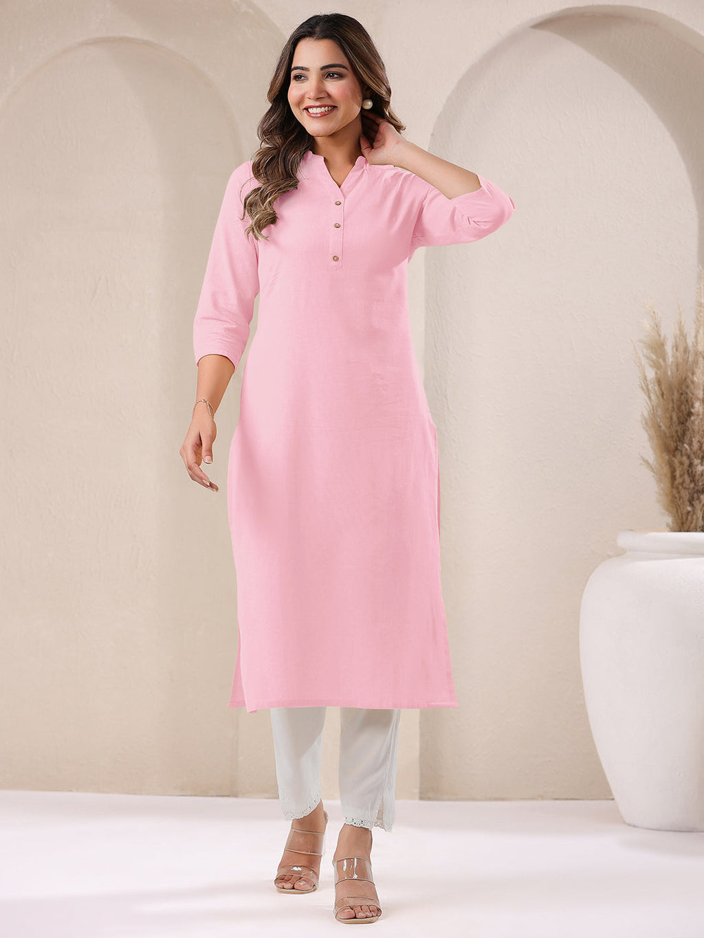 Janasya Light Cotton Solid Straight Kurta | Grocsy