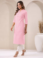 Janasya Light Cotton Solid Straight Kurta | Grocsy