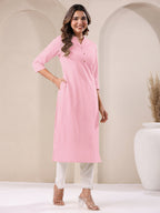 Janasya Light Cotton Solid Straight Kurta | Grocsy