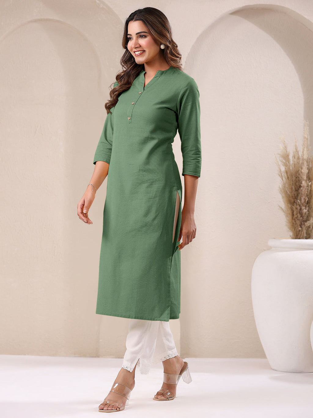 Janasya Light Cotton Solid Straight Kurta | Grocsy