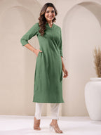 Janasya Light Cotton Solid Straight Kurta | Grocsy