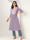 Janasya Light Cotton Yoke Embroidery Straight Kurta | Grocsy