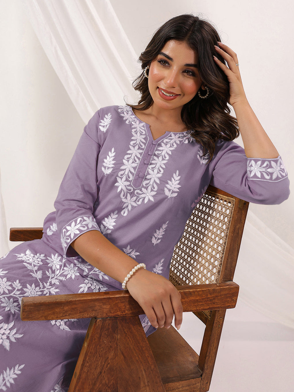 Janasya Light Cotton Embroidered Straight Kurta | Grocsy