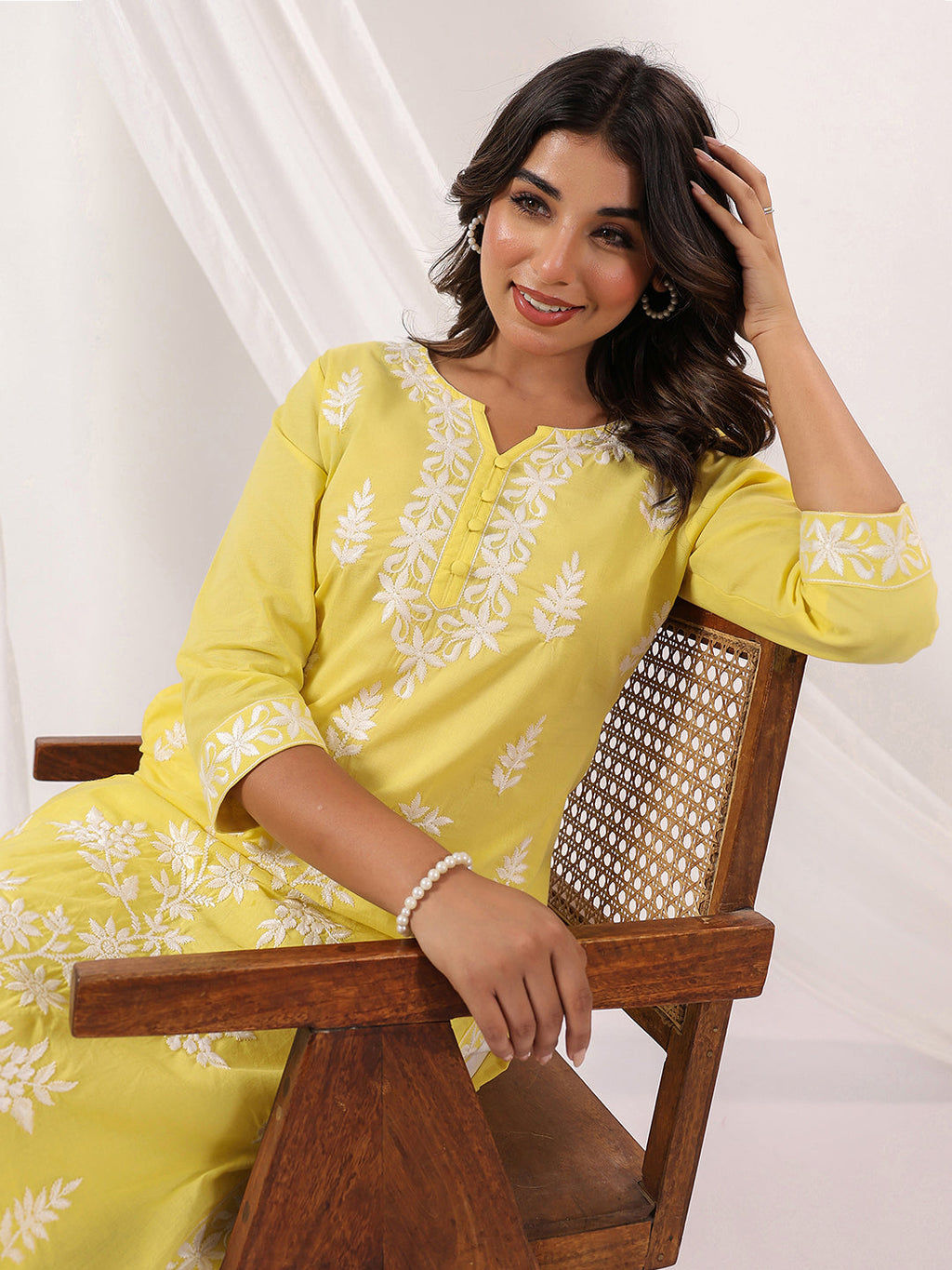 Janasya Light Cotton Embroidered Straight Kurta | Grocsy