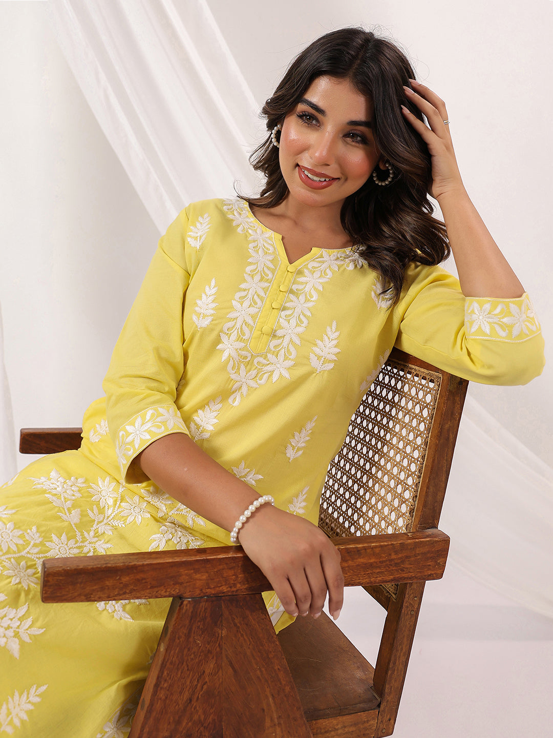 Janasya Light Cotton Embroidered Straight Kurta | Grocsy