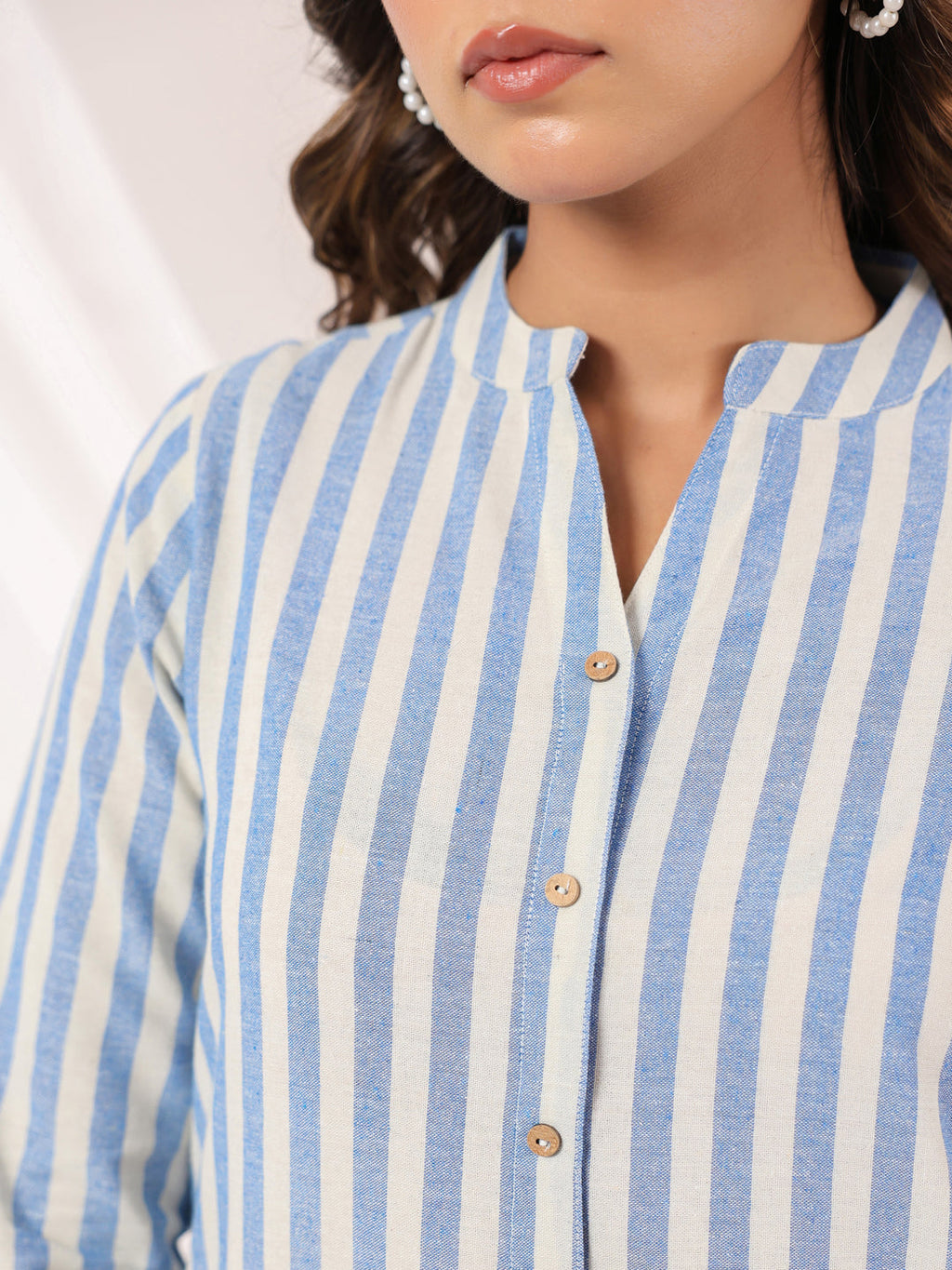 Janasya Light Cotton Striped Straight Kurta | Grocsy