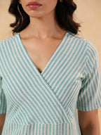 Janasya Light Cotton Striped Straight Kurta | Grocsy