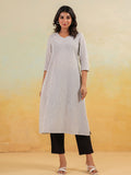 Janasya Light Cotton Striped Straight Kurta | Grocsy