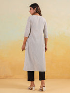 Janasya Light Cotton Striped Straight Kurta | Grocsy
