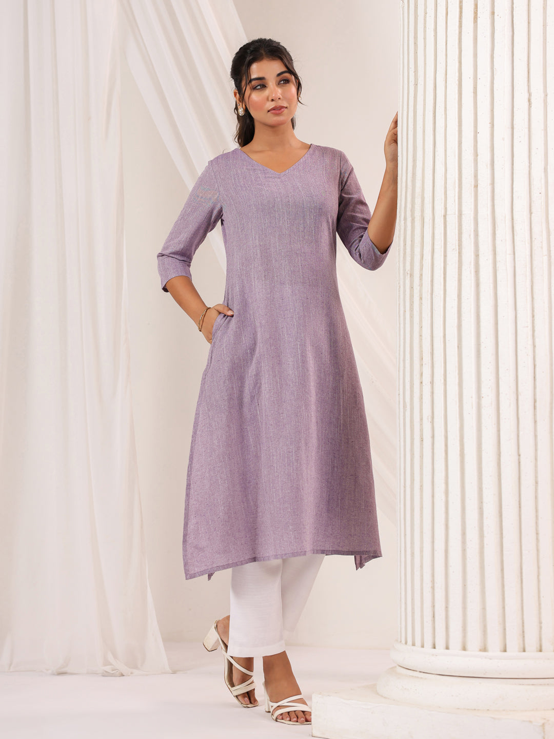 Janasya Light Cotton Solid Straight Kurta | Grocsy