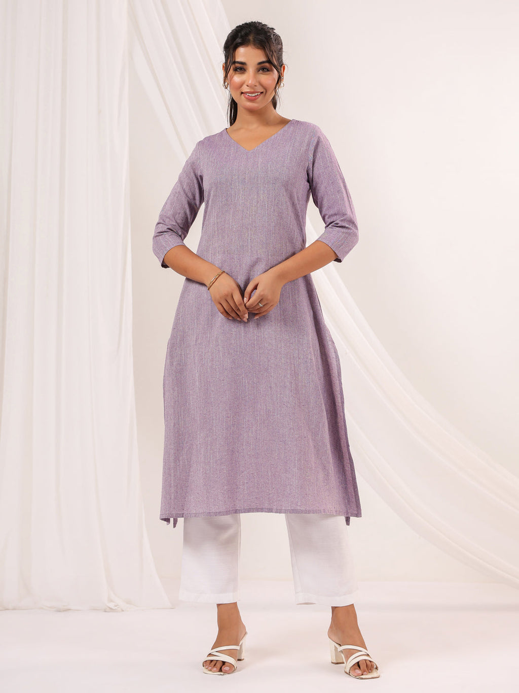 Janasya Light Cotton Solid Straight Kurta | Grocsy
