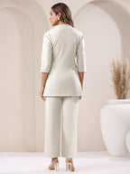 Janasya Off White Cotton Solid Pant | Grocsy