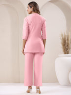 Janasya Pink Cotton Solid Pant | Grocsy