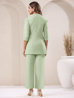 Janasya Mint Cotton Solid Pant | Grocsy