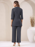 Janasya Grey Cotton Solid Pant | Grocsy