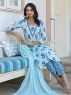 Janasya Light Cotton Floral Straight Kurta Set | Grocsy