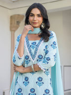 Janasya Light Cotton Floral Straight Kurta Set | Grocsy