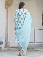Janasya Light Cotton Floral Straight Kurta Set | Grocsy