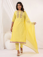 Janasya Light Dobby Cotton Embroidered Straight Kurta Set | Grocsy